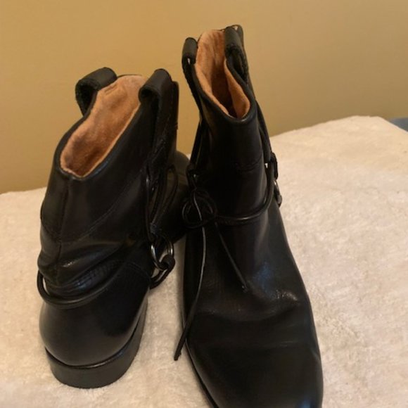 Corso Como Black Leather Booties Size 8 M Rope Ties Short Boot "Final Sale" - Picture 3 of 6